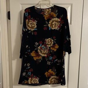 Floral Print Navy Dress